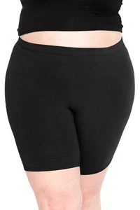 Women's Plus Size Cotton Biker Shorts Black 3X - Picture 1 of 6