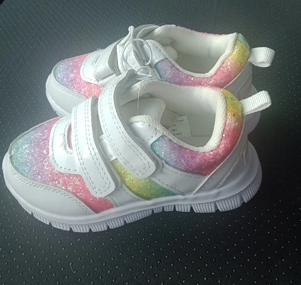 Gerber Baby Toddler size 6 Glittery Sneakers  White Multi Great tread Brand New! - Image 1 of 1