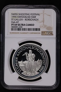 1994 Switzerland 50 Franc Shooting St. Gallen-Rorschach Hab-47 NGC PF69 UCAM - Picture 1 of 2