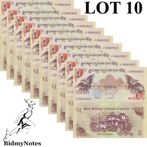 Bhoutan 5 Ngultrum 2015 P 28c UNC 1/10 LOT 10 pièces