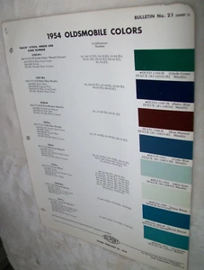 1954 Olds Oldsmobile car auto color DuPont Paint Chips set- good - Picture 1 of 4
