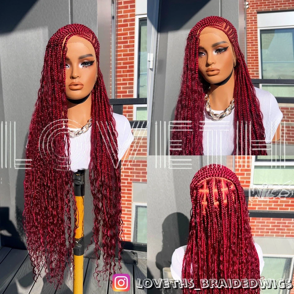 Cabello Humano Boho (ENVÍO 2 DÍAS) Cornrow Peluca Trenzada Encaje Completo, Trenza Sin Nudos Foto 1 de 4