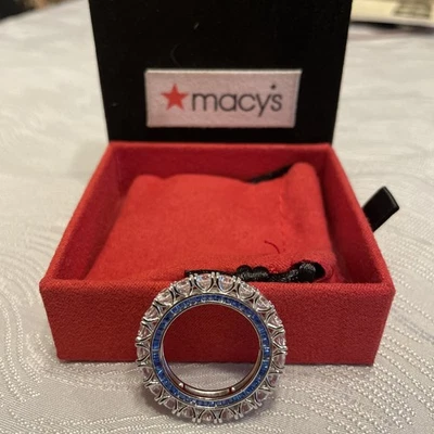 Anillo de eternidad redondo y baguette de circonita cúbica y espinela azul - talla 10 Foto 1 de 4