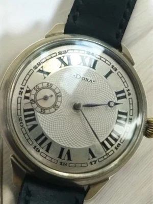 Antique Pocket Watch Swiss Mechanical Doxa Wrist Strap Open Face Rare Old 20th - Image 1 of 4