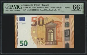European Union 50 Euros 2017 P30u PMG Gem Uncirculated 66 EPQ - Picture 1 of 4