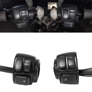 1" Handlebar Control Switch Kit for Harley Dyna 96-12 w/ Wiring Harness Black - Picture 1 of 5