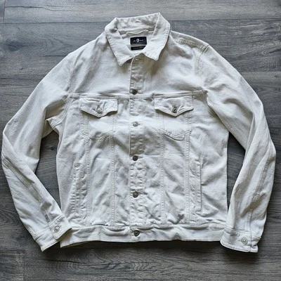 Chaqueta de mezclilla para hombre 7 For All Mankind blanca talla XL elástica excelente estado Foto 1 de 4
