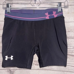 Under Armour black side pad compression shorts youth Girls size large - Picture 1 of 3