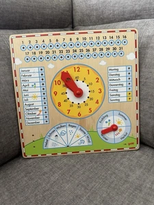 Holzkalenderuhr Jahresuhr Lernuhr Lernspiel - Bild 1 von 2