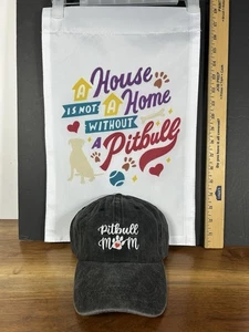 Pitbull Perro Mamá Sombrero Gorra de Béisbol/Bandera de Jardín Combo Gris Para Mujer Bordado OSFA - Imagen 1 de 12