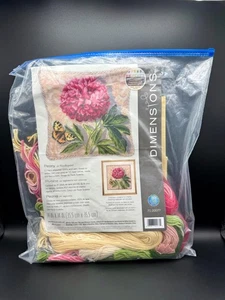 Kit vintage dimensioni peonia in punto ago #71-20077 cuscino 14"x14" o incorniciato - Foto 1 di 6