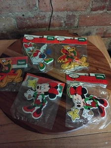 vintage disney Christmas tree decorations x5 wood in original wraps - Foto 1 di 4