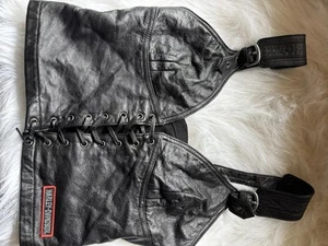 Black Leather Harley Davidson Corset - Picture 1 of 3