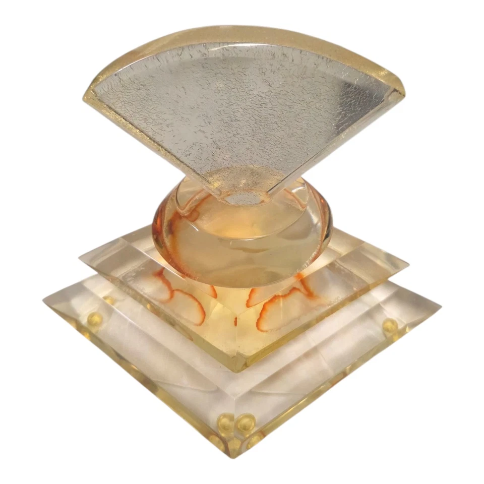 Vtg MCM Modern Art Signed Van Teal Lucite Clear Art Deco Acrylic Sculpture - Image 1 of 4