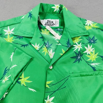Vintage Hilo Hattie's Shirt Mens Medium Green Aloha Hawaiian Rayon Made in USA - Image 1 of 4