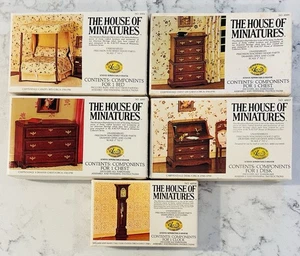 4 The House of Miniatures Dollhouse Furniture Chippendale Kits + Tall Case Clock - Picture 1 of 6