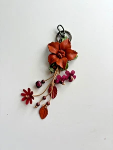 Tan Leather Flower Handbag Charm - Picture 1 of 1