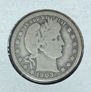 1903-O BARBER SILVER QUARTER~VG ~NICE COIN~ - Imagen 1 de 4