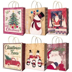 Lindy Bowman Pack of 12 Assorted Large Christmas Gift Bags with Handle - Imagen 1 de 5