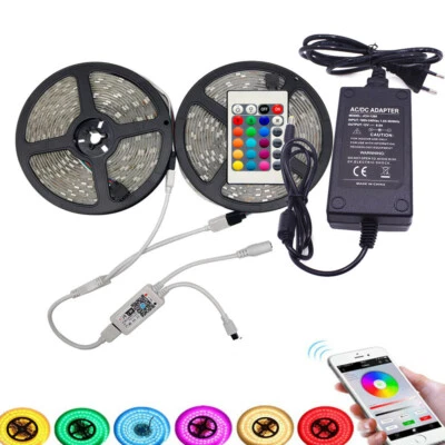 DC 12V 5m 10m 15m 5050 RGB RGBW  LED strip +IR WiFi Remote controller+power - Image 1 of 4