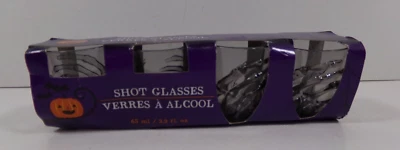 Paquete de 4 vasos de acrílico esqueleto de Halloween 2,2 oz negro sin abrir Foto 1 de 4