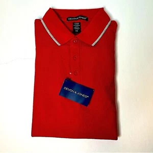 Devon & Jones sportlich rot/grau hellbraun aktives Golf-Poloshirt für Herren Größe M. Neu! - Bild 1 von 5