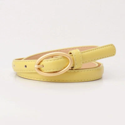 Women Skinny Metal Oval Buckle Faux Leather Belt Dress Jeans Corset Waistband - Image 1 of 4