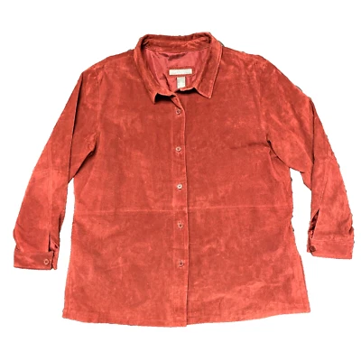 JAQUETA DE COURO CAMURÇA JESSICA HOLBROOK Easycare feminina tamanho 1X vermelha plus size - Imagem 1 de 4