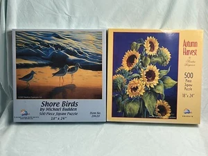 SunsOut ~500 Pc. Puzzles~ Lot Of 2 “Shore Birds” & “Autumn Harvest” New In Boxes - Picture 1 of 9