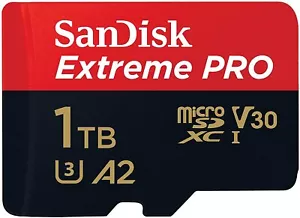Sandisk 1TB Extreme Pro MicroSD Memory Card Class 10 UHS-I V30 Includes Adapter - Picture 1 of 6