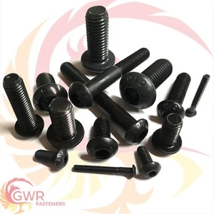 No.5 UNC SOCKET BUTTON HEAD SCREWS 10.9 HIGH TENSILE STEEL ALLEN KEY BLACK BOLTS - Picture 1 of 3