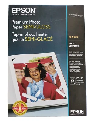 NEW Epson Premium Photo Paper SEMI-GLOSS 13X19 Ink Jet 20 Sheets S041327 - Image 1 of 4