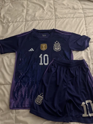Argentina Lionel Messi Jersey 3 Stars Away Full Kit- Jersey And Shorts 🐐⚽️🇦🇷 Cover