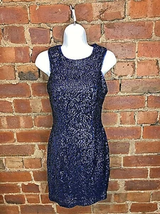 New Look Midnight Blue Body Con Sparkle Dress - Size 8 - Party Night Out Evening - Picture 1 of 7