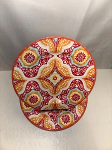 (6) Better Homes & Gardens Melamine Dinner Plates Watercolor Red Orange Aqua - Picture 1 of 20