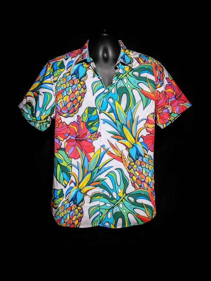 Robert Graham Barberry SS Camo Button Down Shirt Men L Multicolor RRR192913CFM