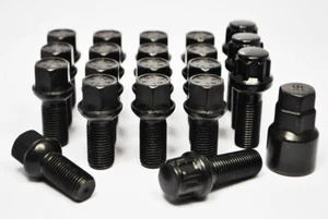 20 x OE Style M14 x 1.5, 30mm Thread, Radius Wheel Bolts and Lockers (Black) - Picture 1 of 4