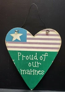 "Proud of Our Marines" Painted Wood Christmas Ornament XMAS Signs Military - Picture 1 of 1