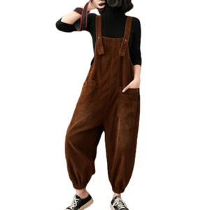 Damen Kord Hose Latzhose Overall Vintage Overall Lockere Hose Arbeitskleidung - Bild 1 von 15