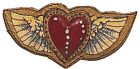 Joe Lee 1988 Studio Artisan Mixed Media Hand Painted Winged Heart Brooch Pin