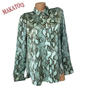 Ralph Lauren Womens Size LARGE Snakeskin Print Button Down Shirt Long Sleeve Top - Picture 1 of 9