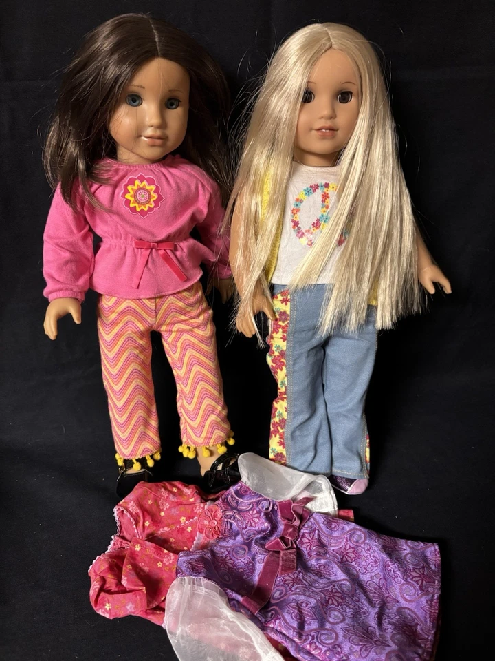 American Girl Julie Albright Chrissa Blonde Hair Brunette Excellent! Lot Of 2 — 第 1/4 张图片