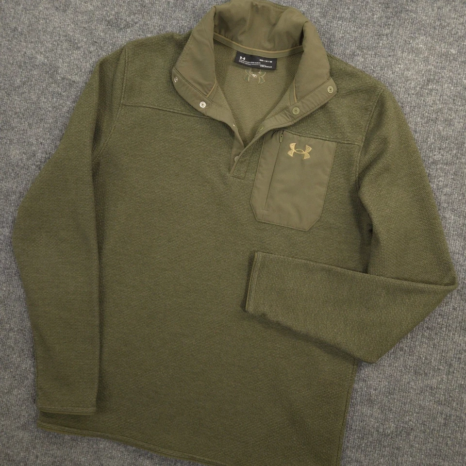 Suéter Under Armour Specialist Grid Henley Para Hombres M Verde 1/4 Tejido a Presión Vellón Foto 1 de 4