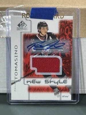 2019-20 SP GAME USED CHL PHILIP TOMASINO PRE-ROOKIE NEW STYLE JERSEY AUTO #NS-PT - Image 1 of 2