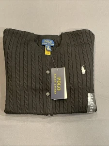 NEW Polo Ralph Lauren Girl’s Cable Knit Cardigan Size XL(16) black - Picture 1 of 4