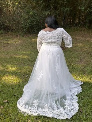 Vestido de novia vintage de encaje de tul manga larga hecho a mano/sin marca Foto 1 de 2