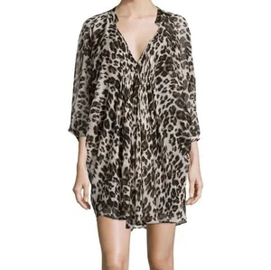 DVF Diane von Furstenberg Fleurette Leopard Cheetah Chiffon Silk Mini Dress 8 - Picture 1 of 9