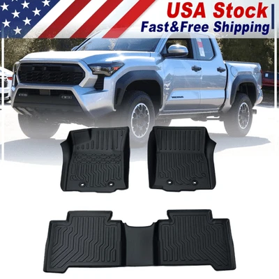 Floor Mats Liners Fit For 2018-2023 Toyota Tacoma Double Cab TPE All Weather - Image 1 of 4