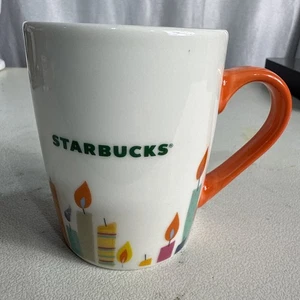 Taza de café Starbucks Happy Birthday Candle 10 oz con mango naranja - Imagen 1 de 6