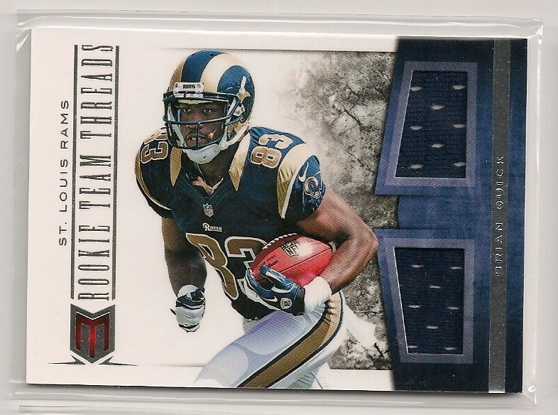 BRIAN QUICK ROOKIE TEAM THREADS DUAL JERSEY #001/199 - ST. LOUIS RAMS RARE RC #1 - Image 1 of 1